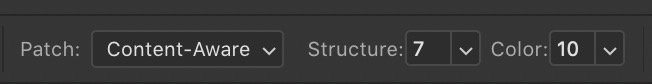 Patch tool Options bar.
