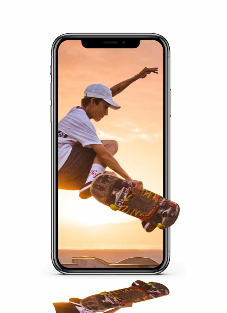 place the copy of the skater underneath the phone