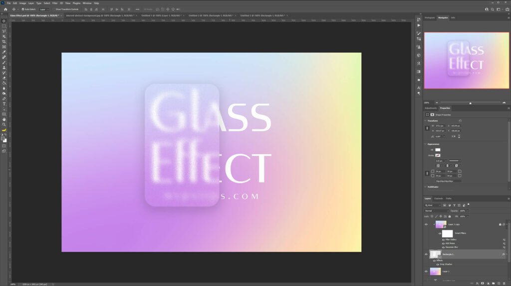 Move the rectangle where you want the effect to be applied